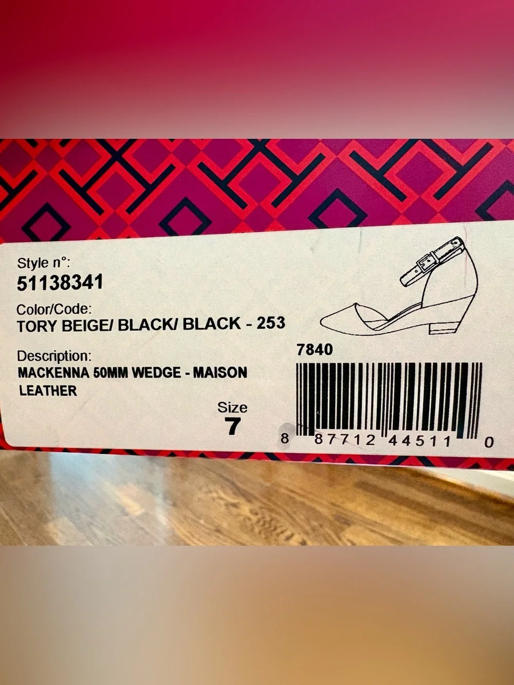 Tory Burch Nude and Black Pointed Leather Wedge Heels